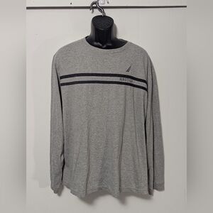 Men's Y2K Gray Nautica Long Sleeve Shirt Size Large